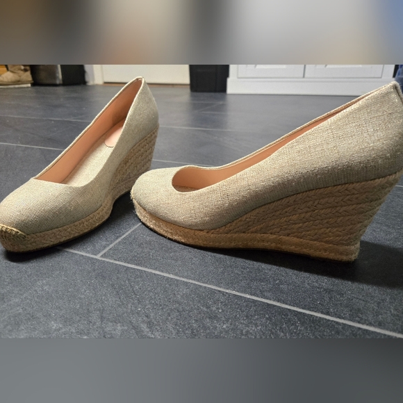 NEW - Womens J. Crew Gold ✨️ Espadrille 3 In Wedge Heel with Textured Toe Size 9 - Picture 2 of 10